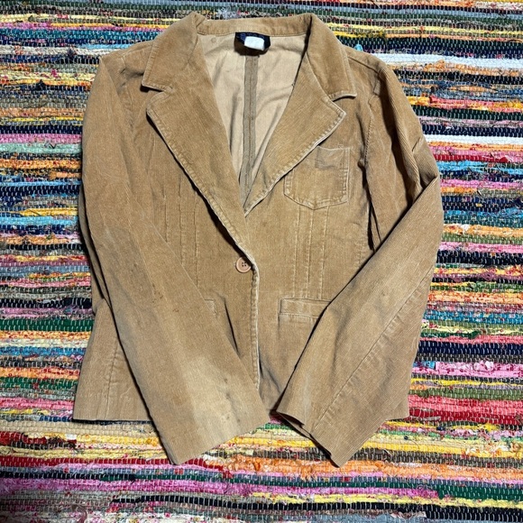 Vintage Y2K Tan Corduroy Ribbed Blazer Jacket – Best Fits Medium - Picture 2 of 5